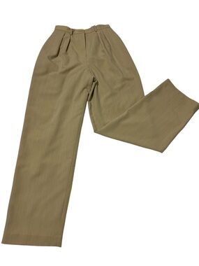 Liz Claiborne Tan High-Waist Pleated Trousers Size 4